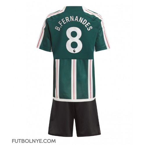 Camiseta Manchester United Bruno Fernandes #8 Visitante Equipación para niños 2023-24 manga corta (+ pantalones cortos)